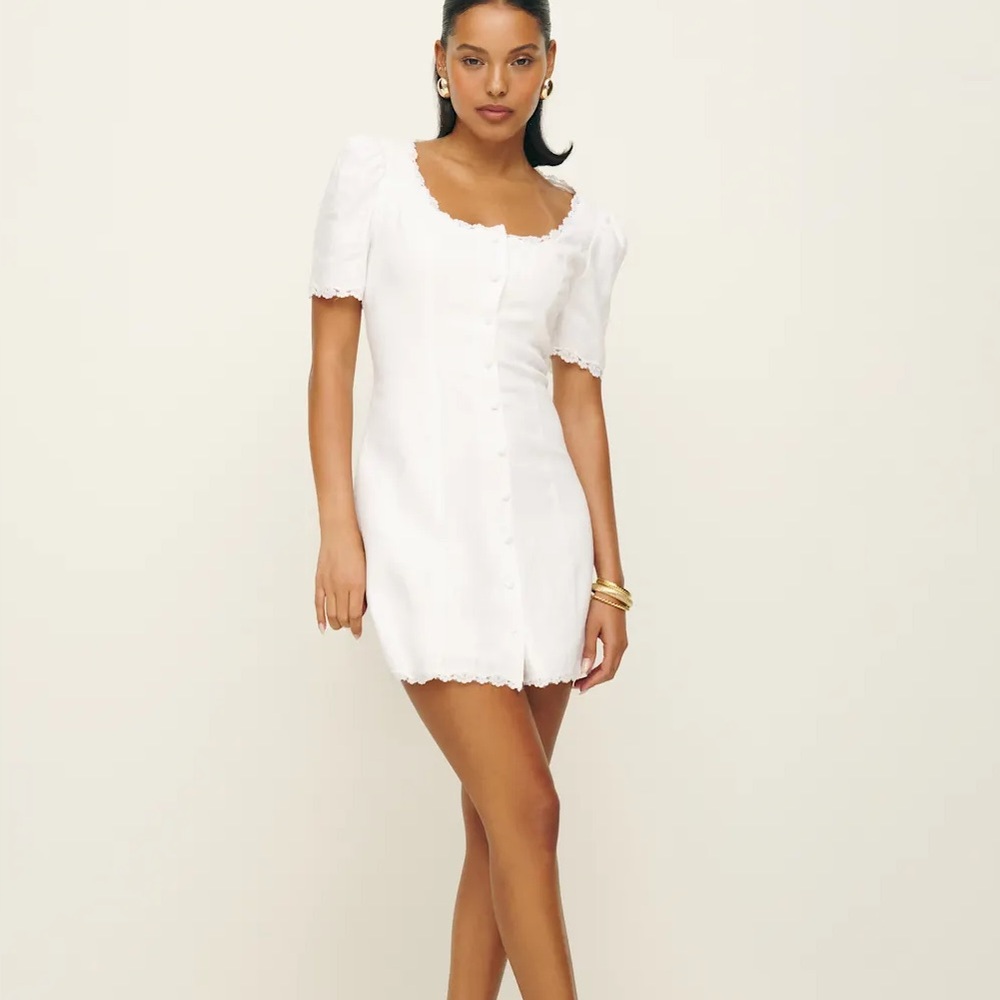 Reformation Anabella Linen Dress Ivory - Size 10